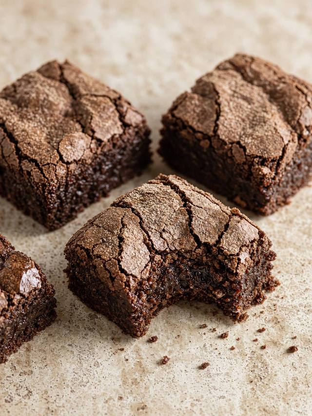 Mini brownie bites in a muffin tin with shiny, fudgy tops.