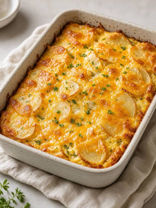 Baked potatoes and set eggs with melted cheddar, no bacon.