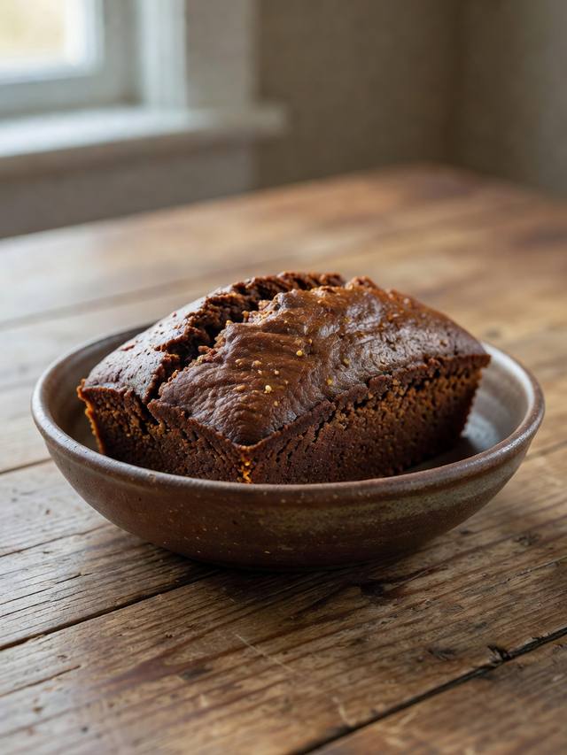 Sliced molasses gingerbread loaf on a wire rack