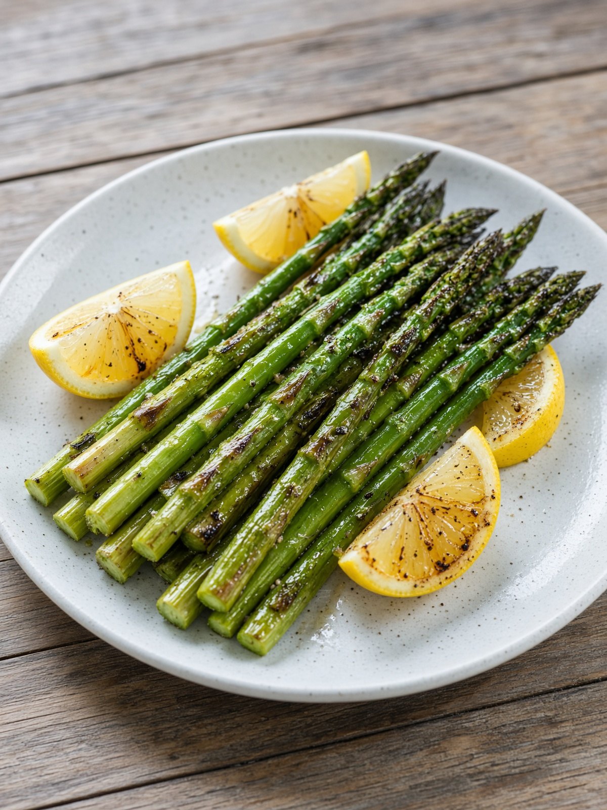 Roasted asparagus spears with lemon and parmesan