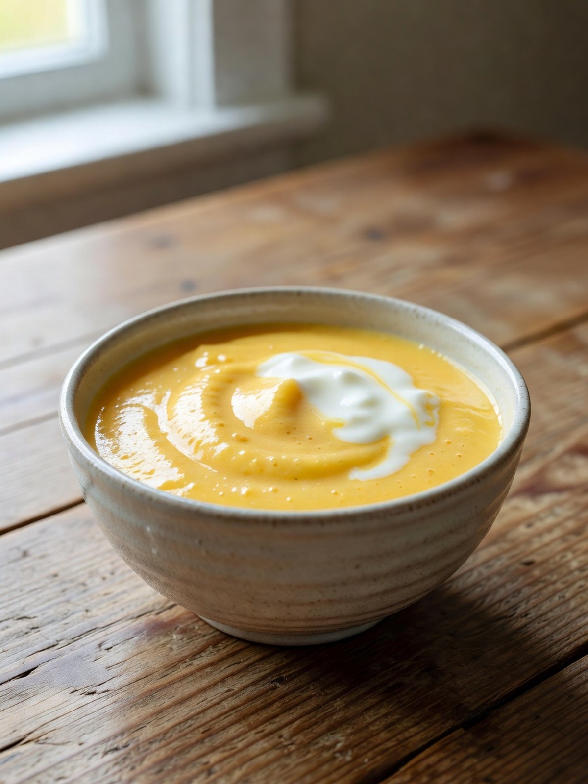 Thick yellow mango yogurt smoothie in a glass