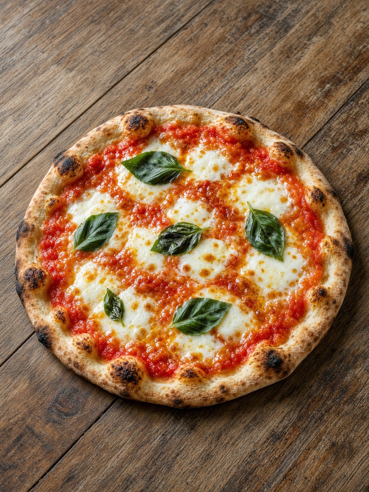 Margherita flatbread pizza with melted mozzarella, tomato, and basil