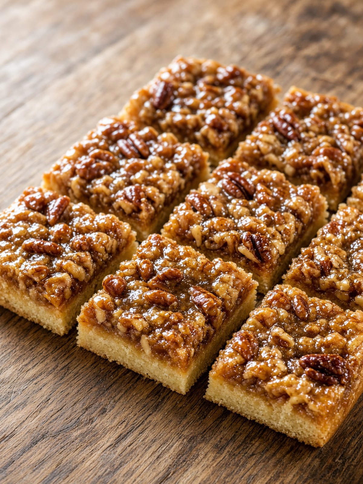 Pecan pie bars cut into squares