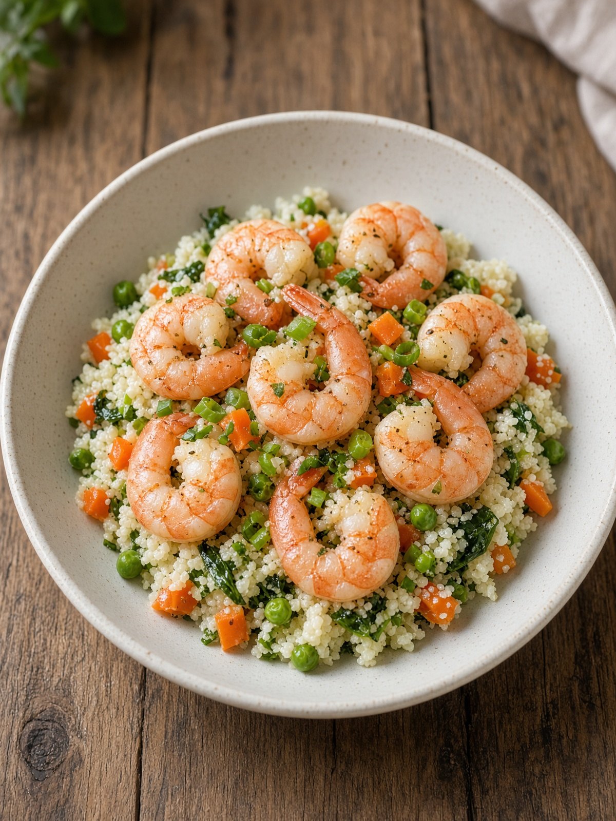 Shrimp over cauliflower rice with lemon and parsley