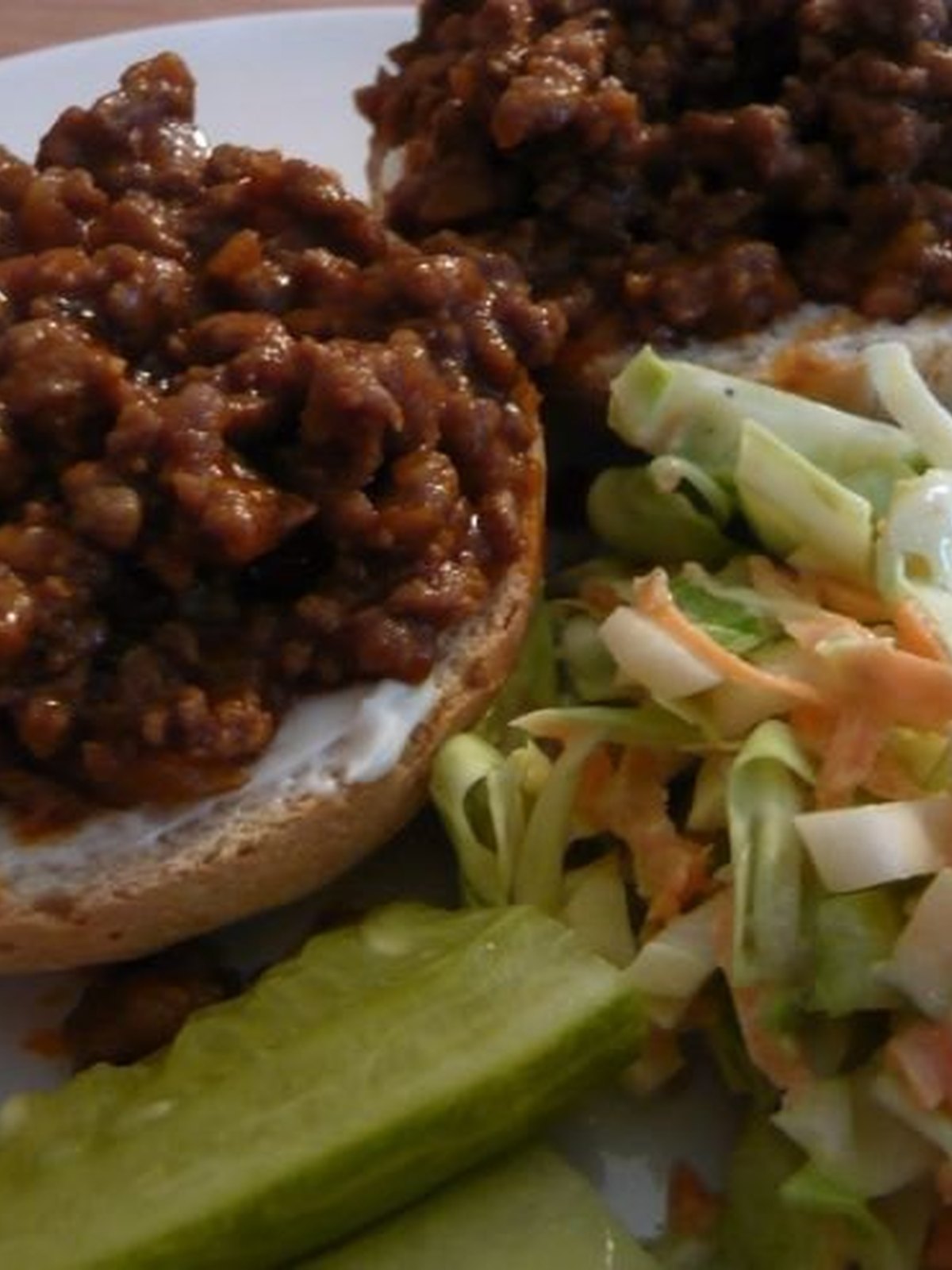 Baked sloppy joe casserole with a golden biscuit top